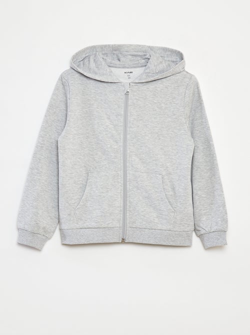 Felpa tinta unita con zip e cappuccio - Kiabi