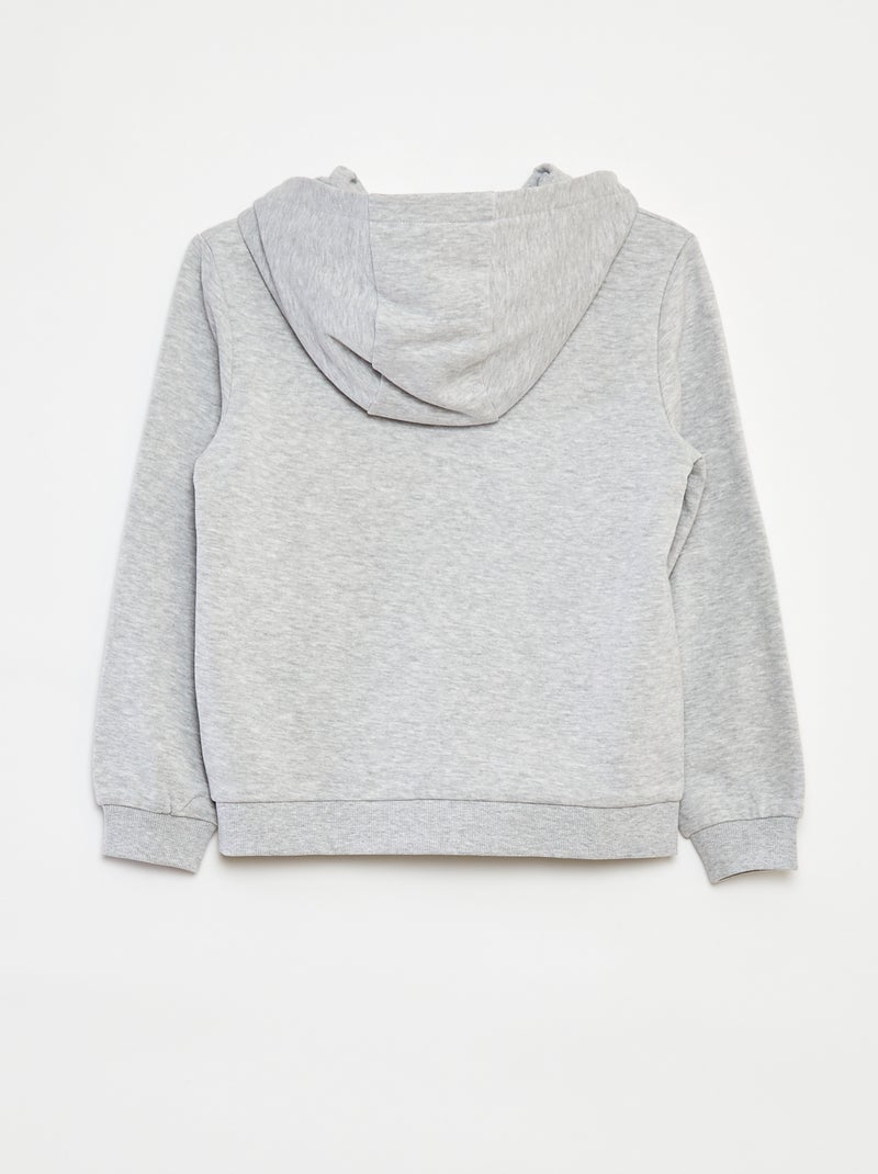 Felpa tinta unita con zip e cappuccio Grigio - Kiabi