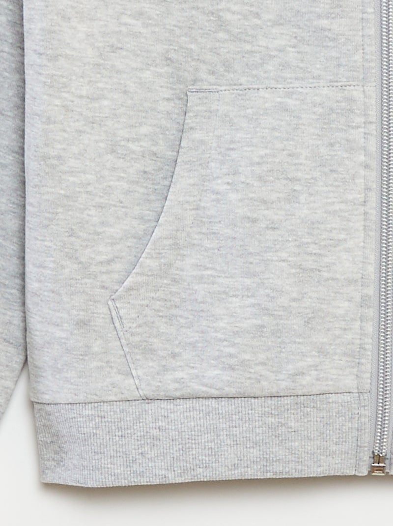 Felpa tinta unita con zip e cappuccio Grigio - Kiabi