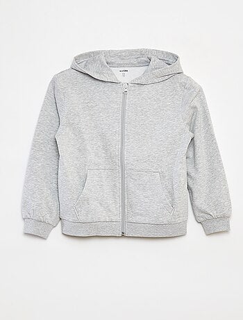 Felpa tinta unita con zip e cappuccio