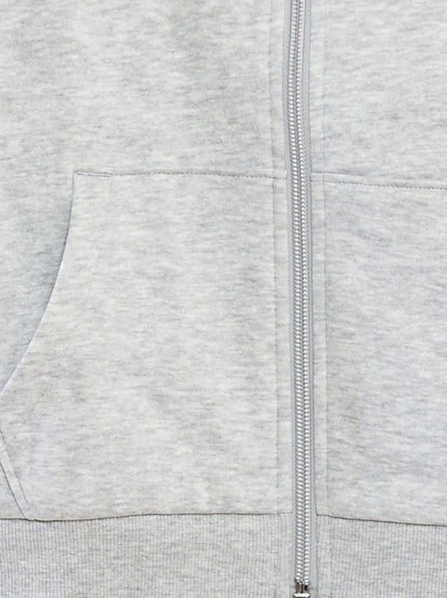 Felpa tinta unita con zip e cappuccio - Kiabi