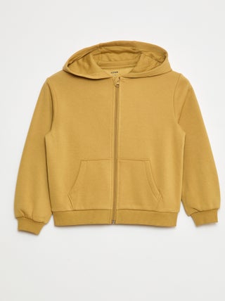 Felpa tinta unita con zip e cappuccio