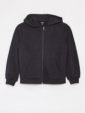 Felpa tinta unita con zip e cappuccio