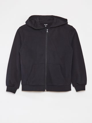 Felpa tinta unita con zip e cappuccio