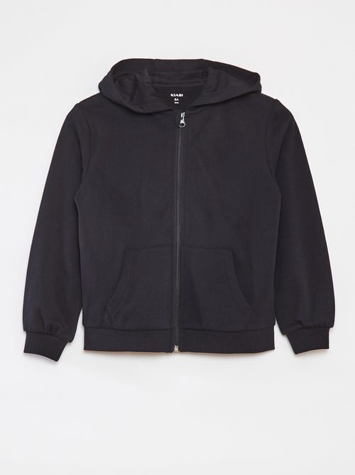 Felpa tinta unita con zip e cappuccio - Kiabi