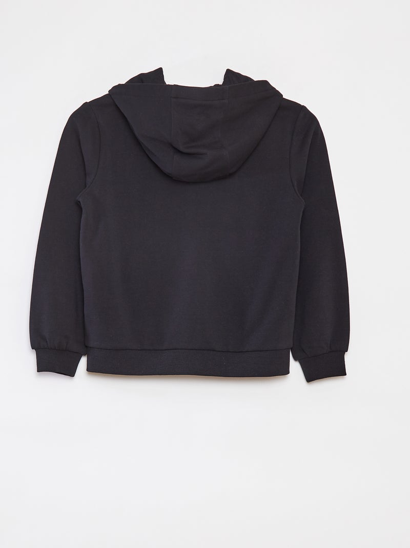 Felpa tinta unita con zip e cappuccio nero - Kiabi