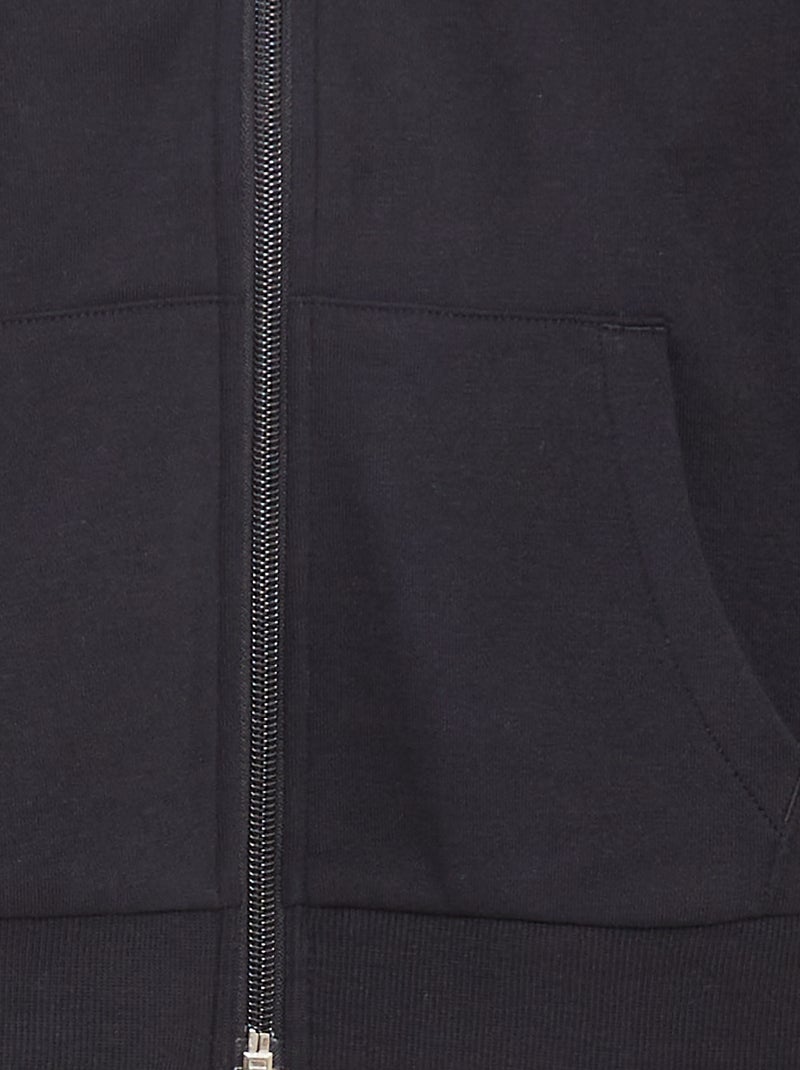 Felpa tinta unita con zip e cappuccio nero - Kiabi