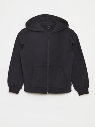 Felpa tinta unita con zip e cappuccio