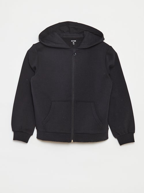 Felpa tinta unita con zip e cappuccio - Kiabi