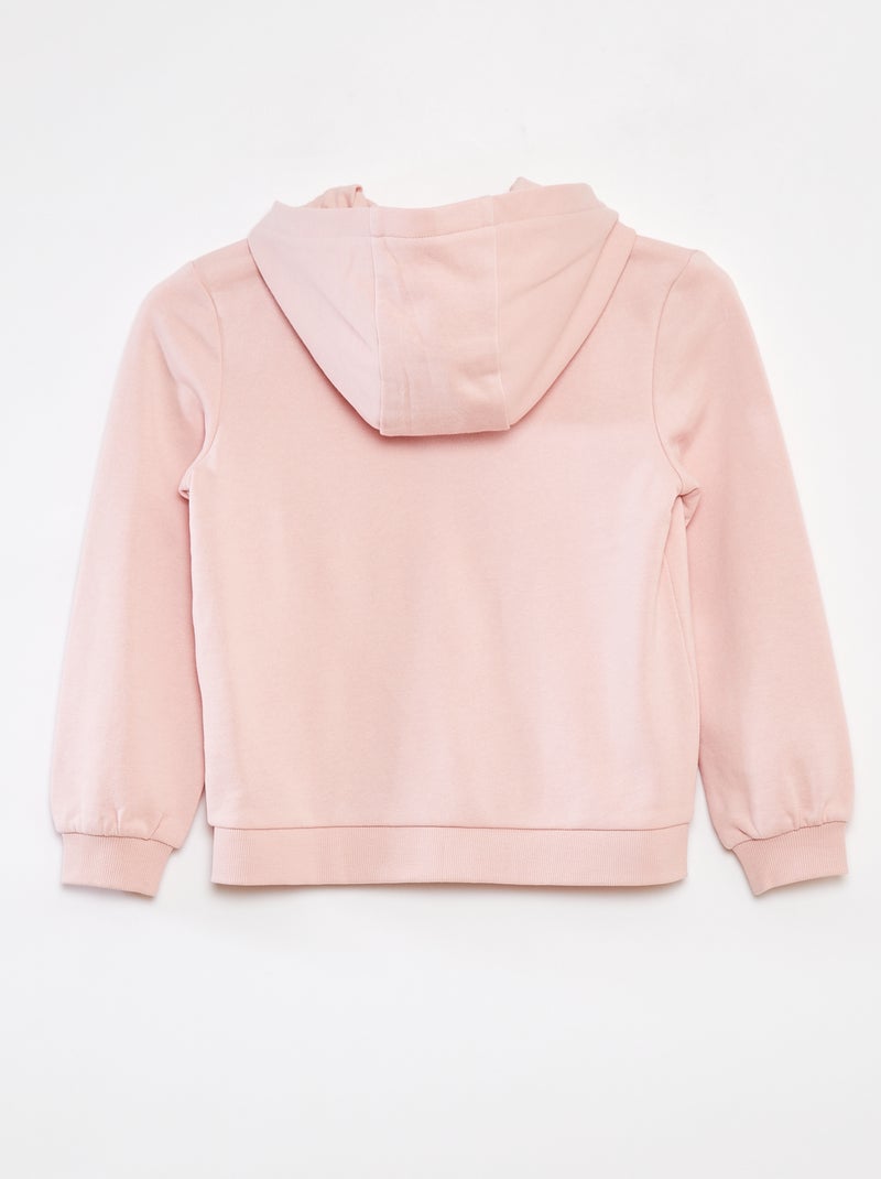 Felpa tinta unita con zip e cappuccio Rosa - Kiabi