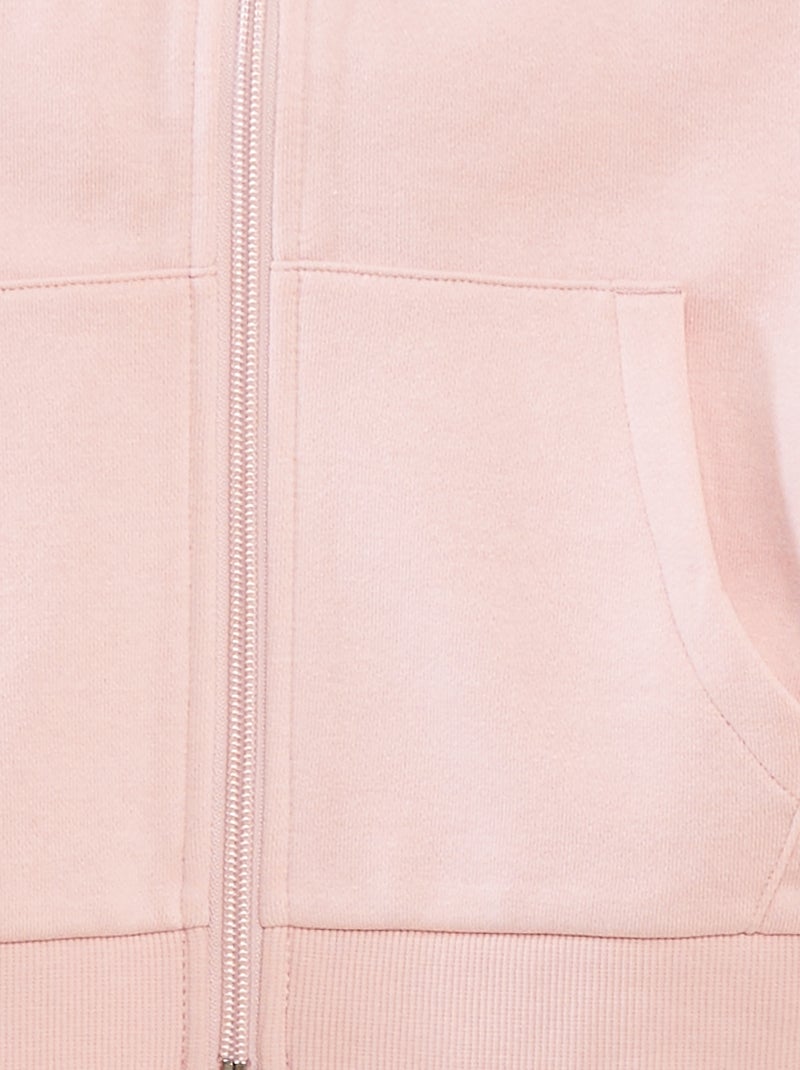 Felpa tinta unita con zip e cappuccio Rosa - Kiabi