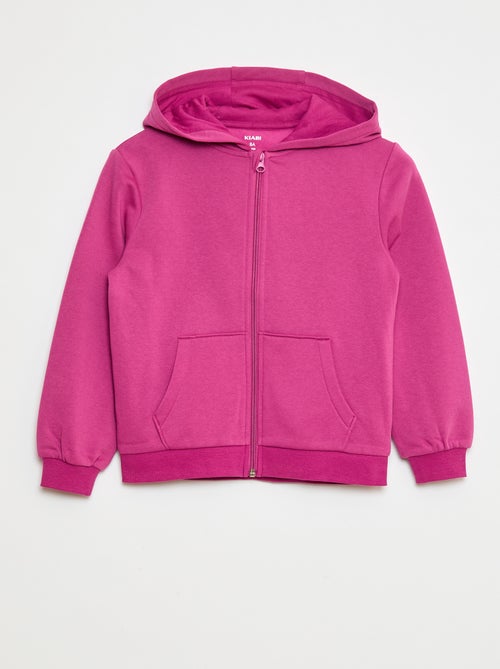 Felpa tinta unita con zip e cappuccio - Kiabi