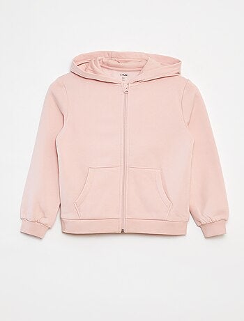 Felpa tinta unita con zip e cappuccio
