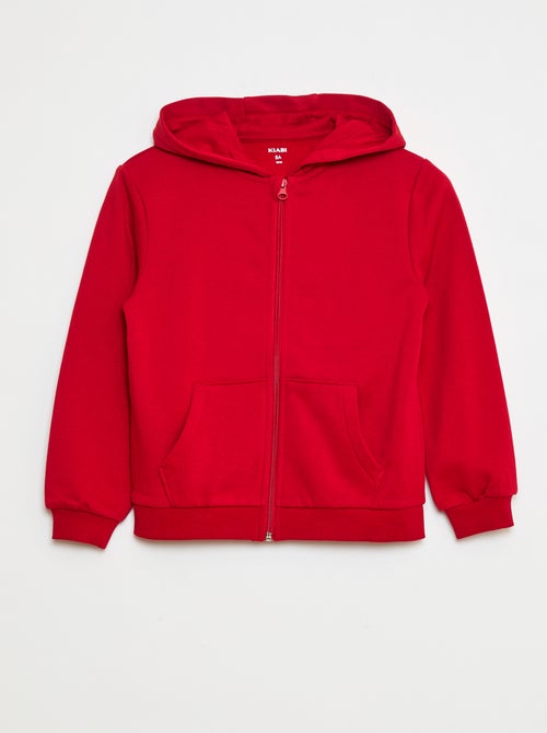 Felpa tinta unita con zip e cappuccio - Kiabi