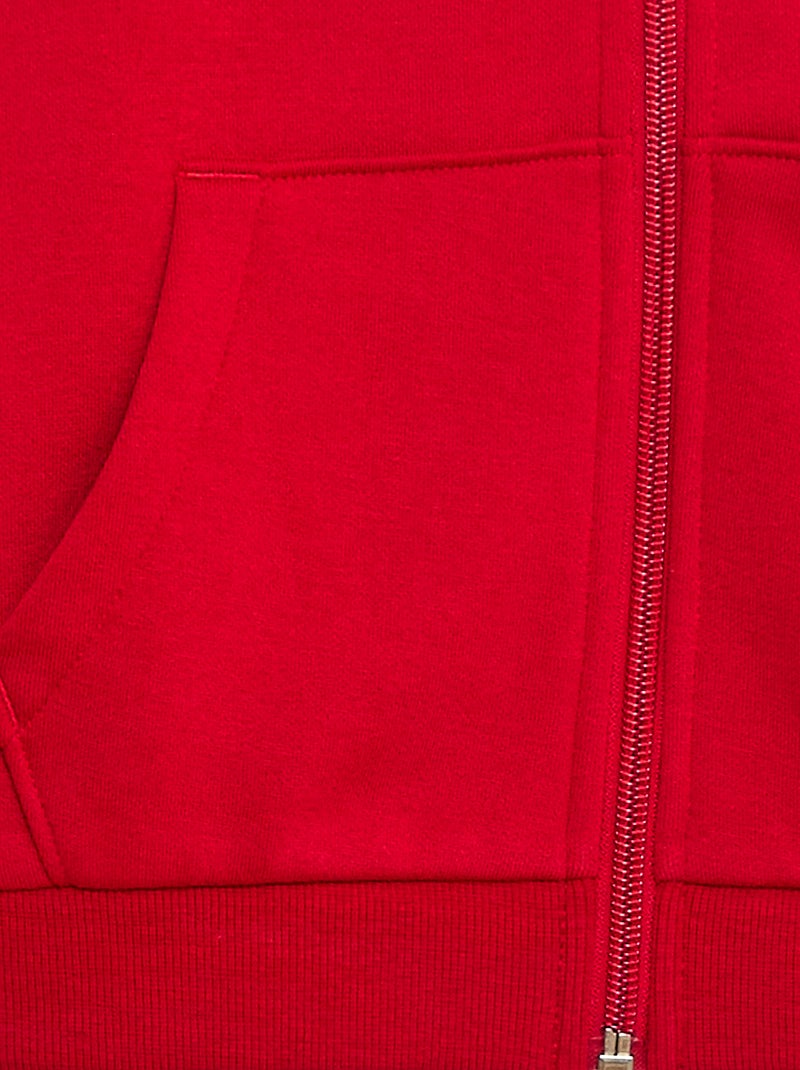 Felpa tinta unita con zip e cappuccio Rosso Bambino Kiabi