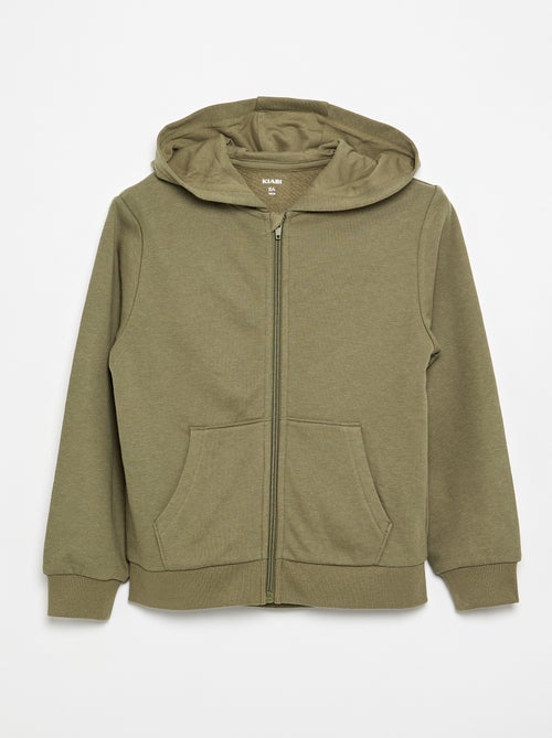 Felpa tinta unita con zip e cappuccio - Kiabi