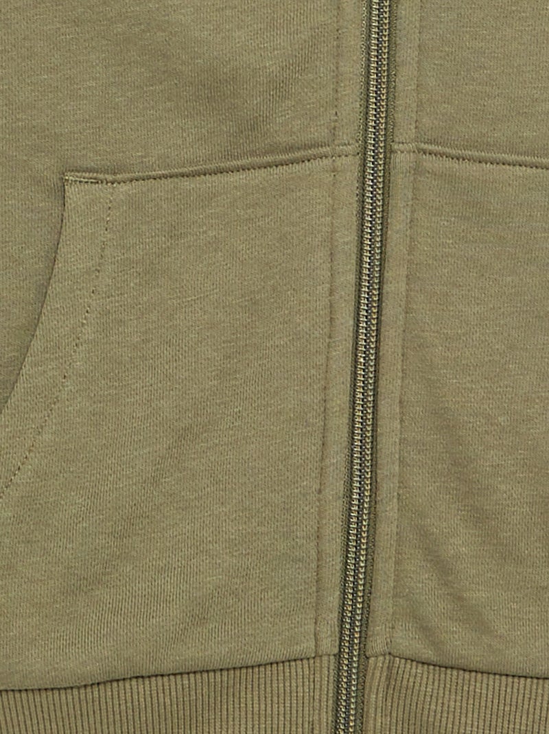 Felpa tinta unita con zip e cappuccio Verde - Kiabi