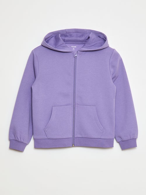 Felpa tinta unita con zip e cappuccio - Kiabi