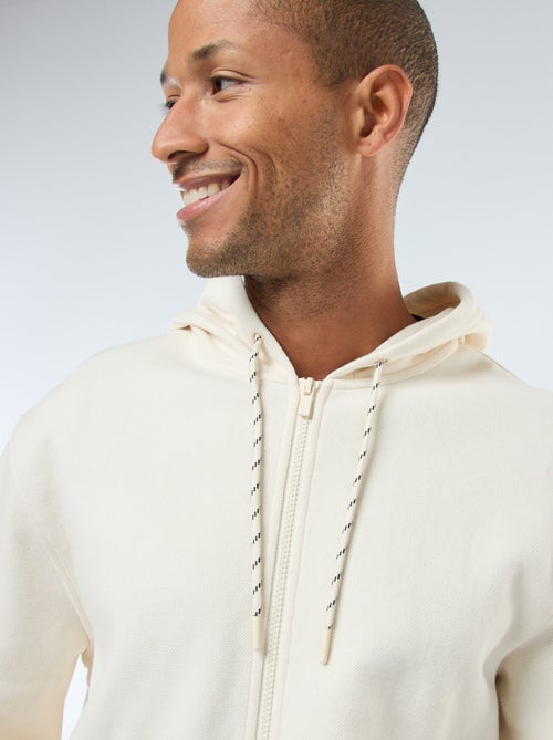 Felpa tinta unita in maglia piqué con cappuccio - Kiabi