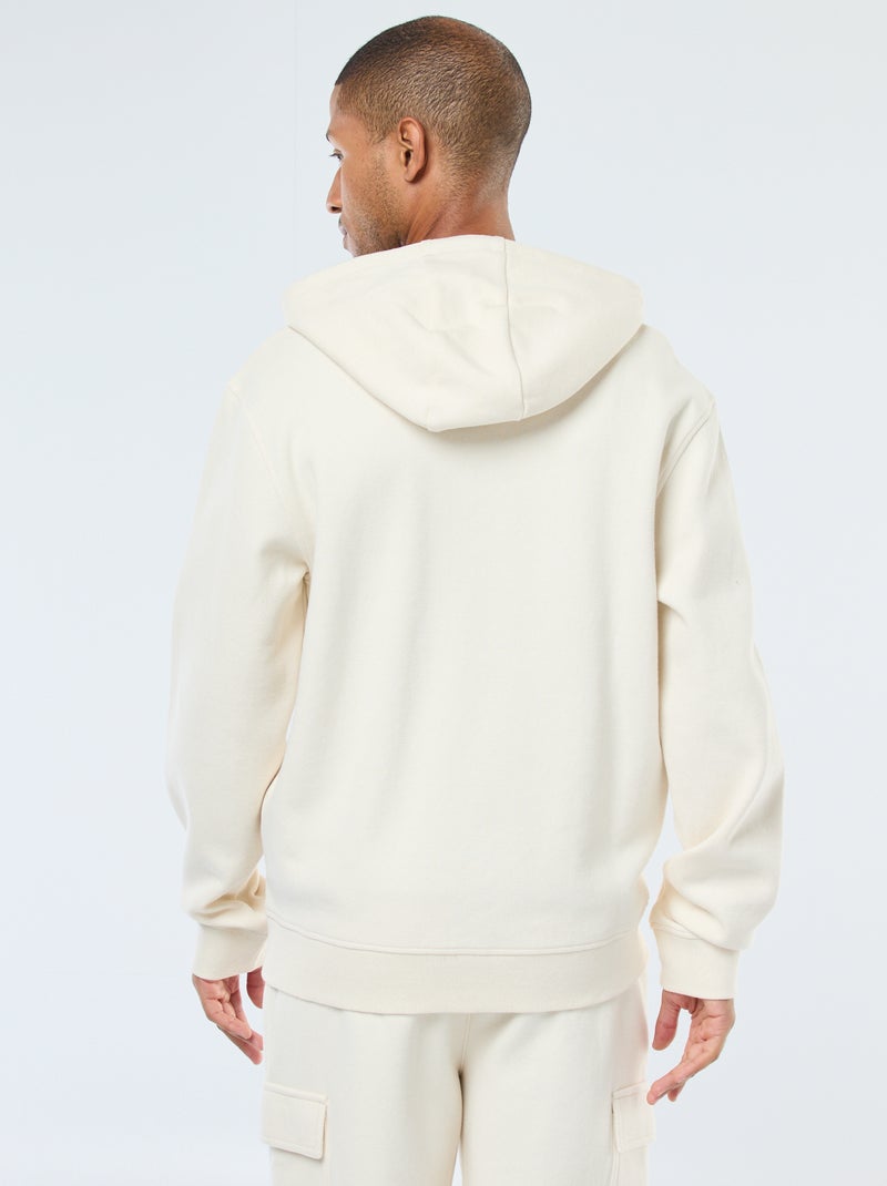 Felpa tinta unita in maglia piqué con cappuccio Bianco - Kiabi