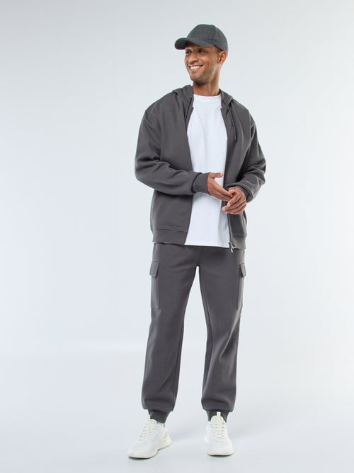 Felpa tinta unita in maglia piqué con cappuccio - Kiabi