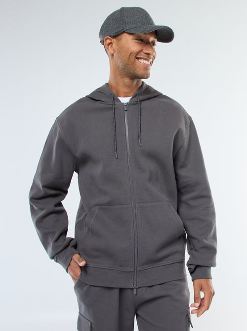 Felpa tinta unita in maglia piqué con cappuccio - Kiabi