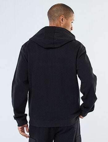 Felpa tinta unita in maglia piqué con cappuccio