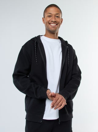 Felpa tinta unita in maglia piqué con cappuccio