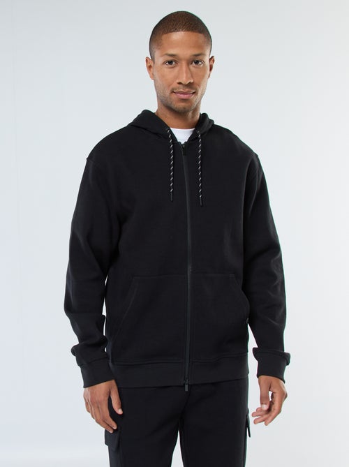 Felpa tinta unita in maglia piqué con cappuccio - Kiabi