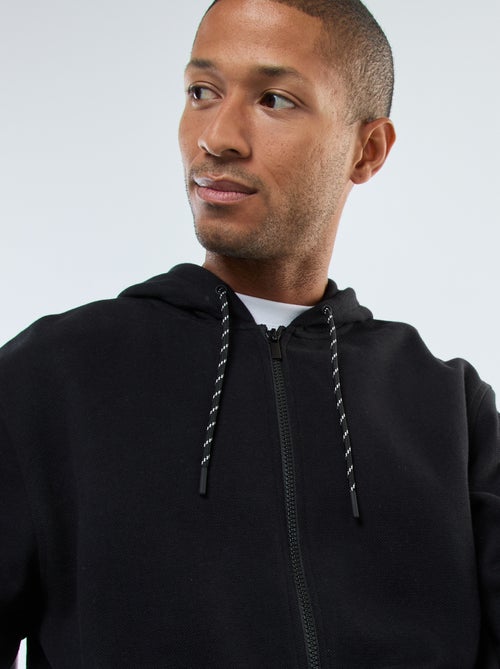 Felpa tinta unita in maglia piqué con cappuccio - Kiabi