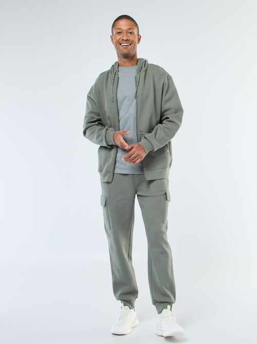 Felpa tinta unita in maglia piqué con cappuccio - Kiabi