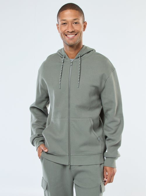 Felpa tinta unita in maglia piqué con cappuccio - Kiabi