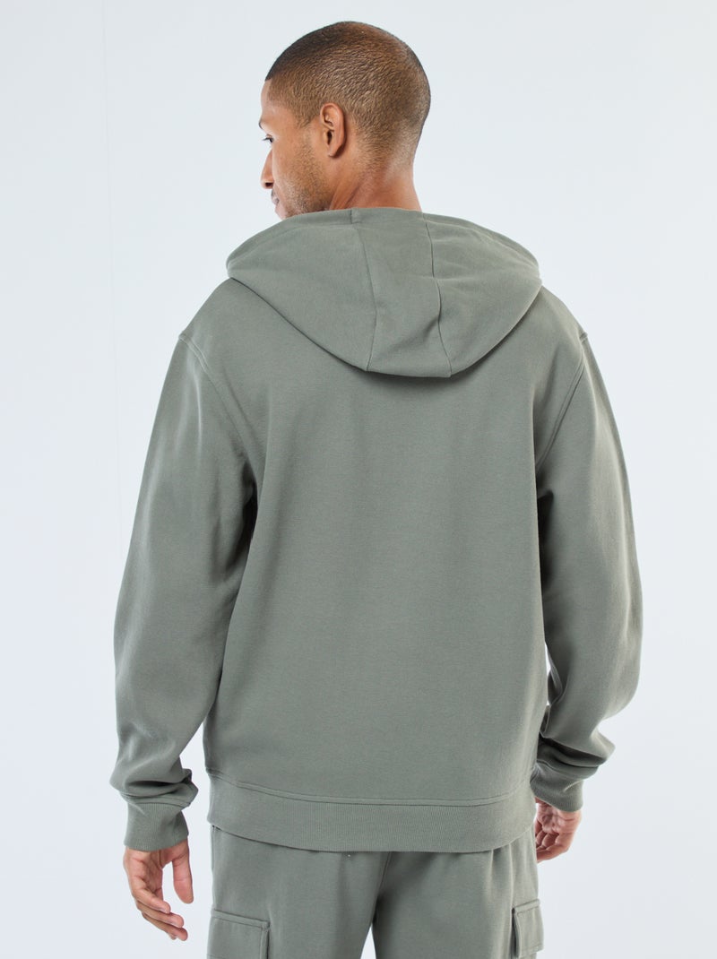 Felpa tinta unita in maglia piqué con cappuccio Verde - Kiabi