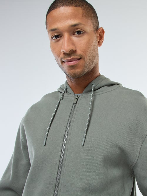 Felpa tinta unita in maglia piqué con cappuccio - Kiabi