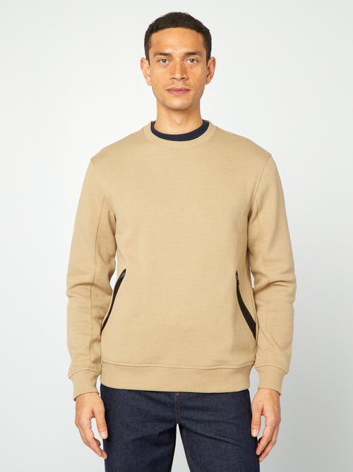 Felpa tinta unita in maglia piqué con tasche con zip - Kiabi