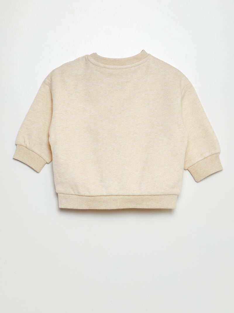 Felpa tinta unita in tessuto felpato BEIGE - Kiabi