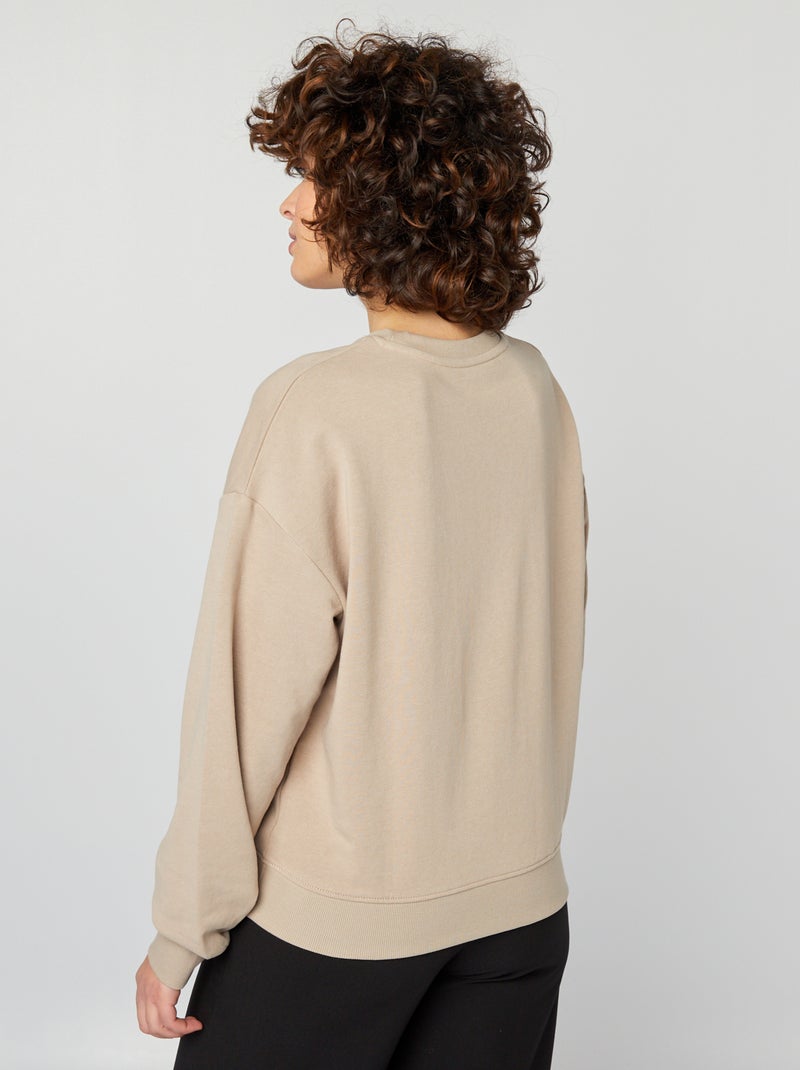 Felpa tinta unita in tessuto felpato beige - Kiabi