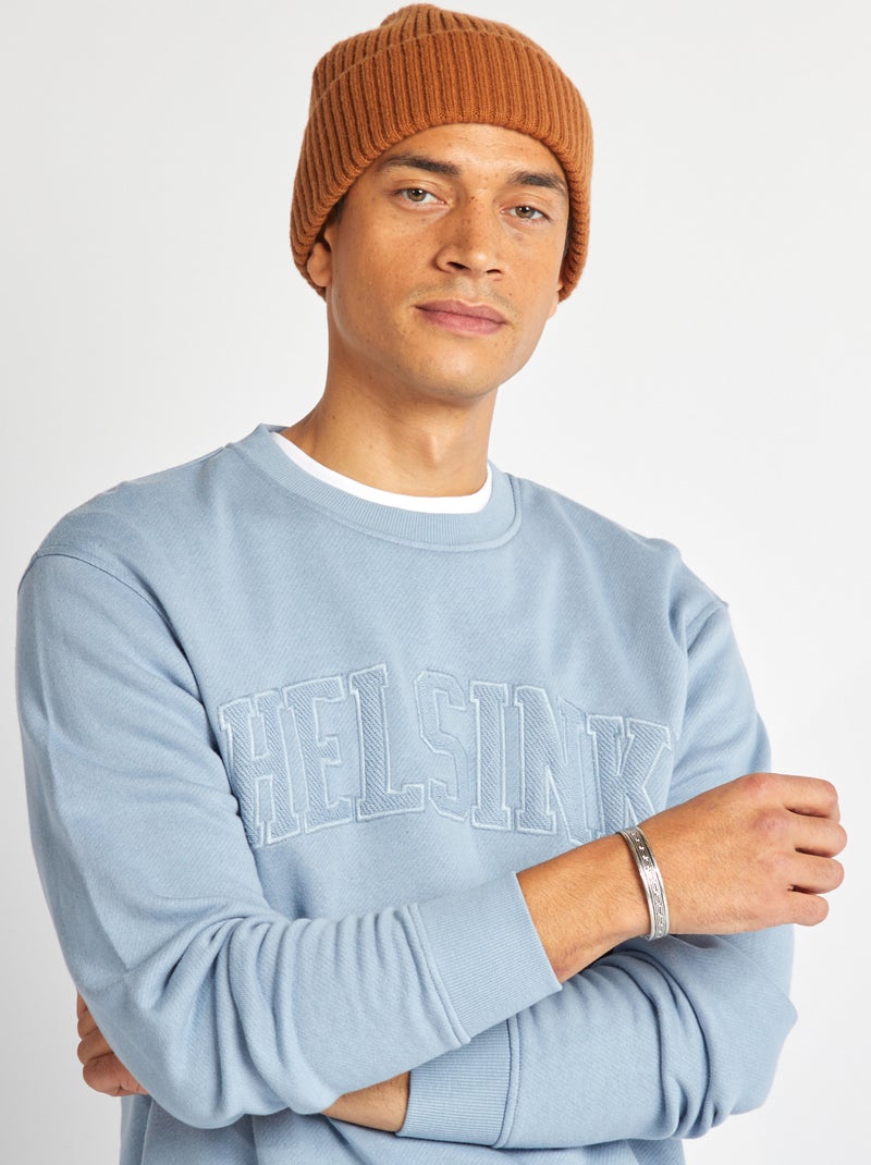 Felpa tinta unita in tessuto felpato 'Berlino' BLU - Kiabi