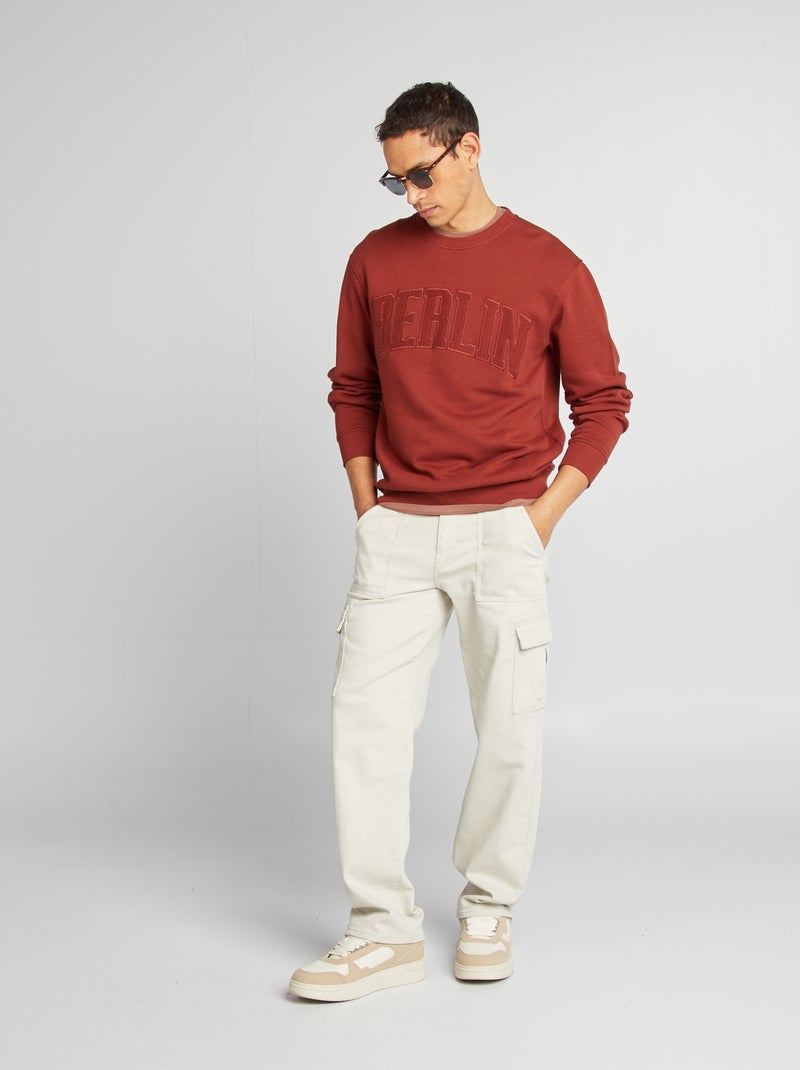 Felpa tinta unita in tessuto felpato 'Berlino' ROSSO - Kiabi