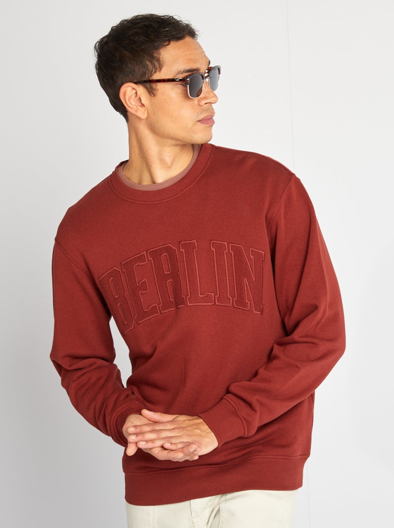 Felpa tinta unita in tessuto felpato 'Berlino' ROSSO - Kiabi