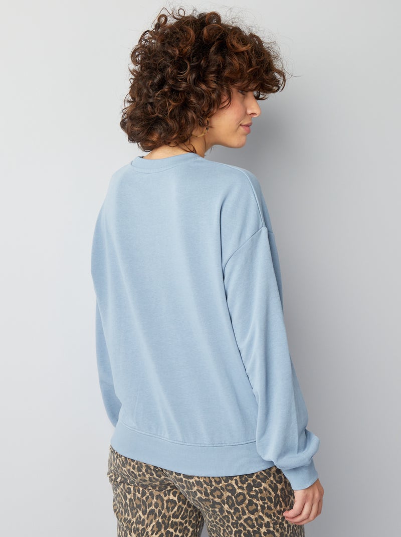 Felpa tinta unita in tessuto felpato BLU - Kiabi