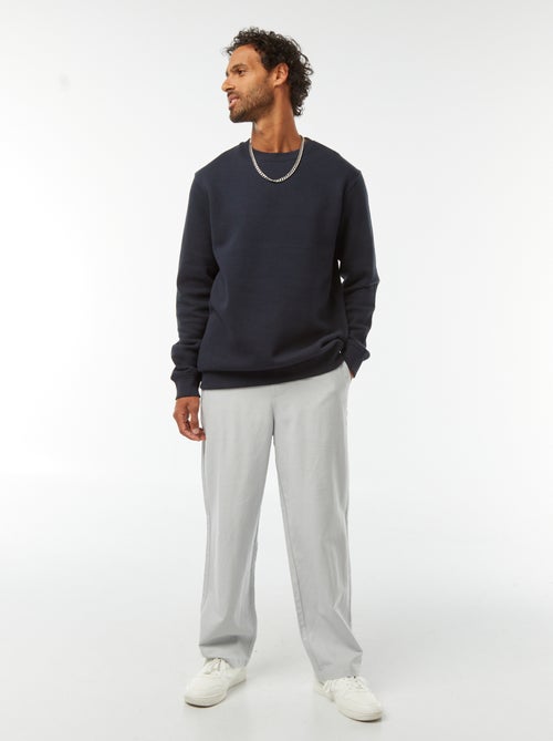 Felpa tinta unita in tessuto felpato con scollo tondo - Kiabi