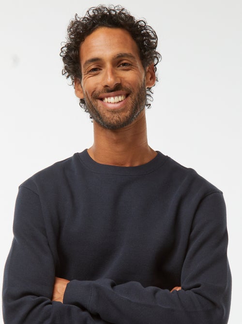 Felpa tinta unita in tessuto felpato con scollo tondo - Kiabi