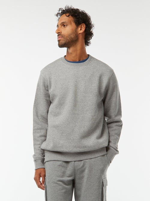 Felpa tinta unita in tessuto felpato con scollo tondo - Kiabi