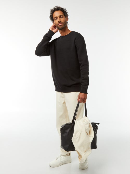 Felpa tinta unita in tessuto felpato con scollo tondo - Kiabi