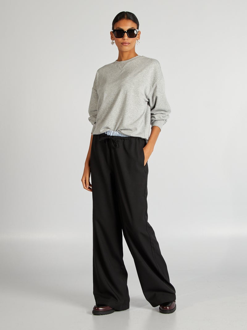 Felpa tinta unita in tessuto felpato GRIGIO - Kiabi