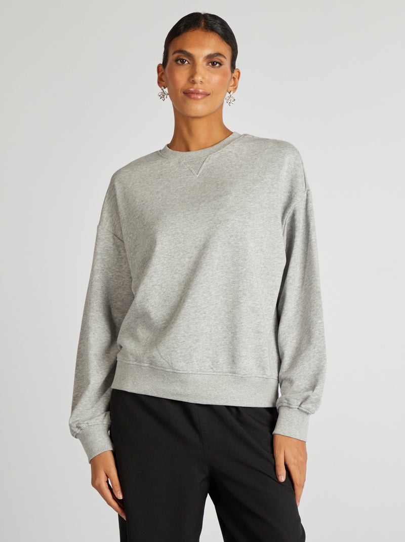 Felpa tinta unita in tessuto felpato GRIGIO - Kiabi