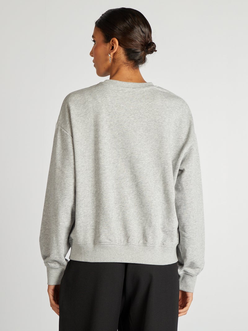 Felpa tinta unita in tessuto felpato GRIGIO - Kiabi