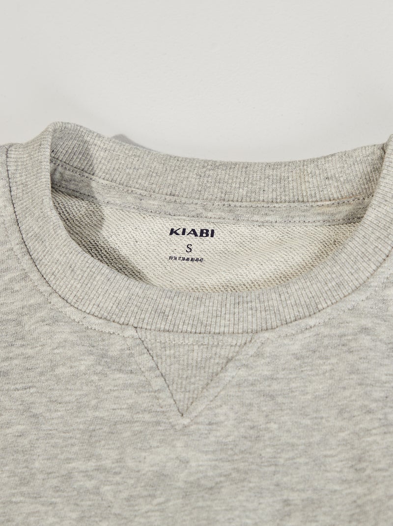 Felpa tinta unita in tessuto felpato GRIGIO - Kiabi