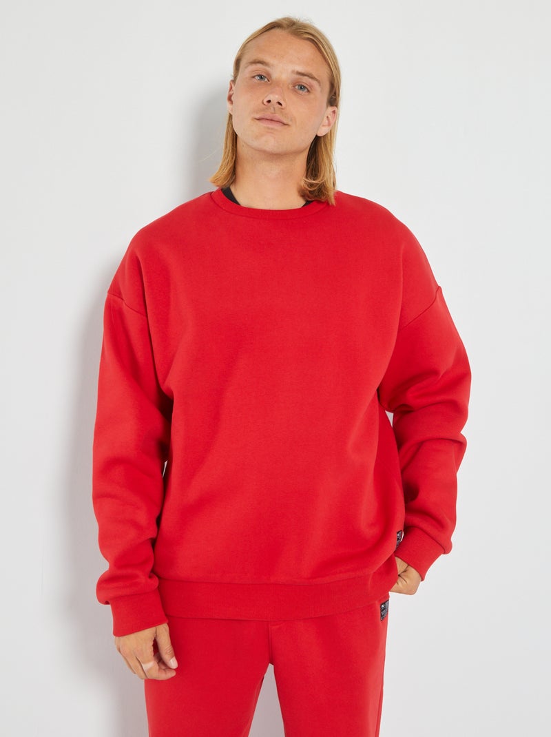 Felpa tinta unita in tessuto felpato ROSSO Kiabi